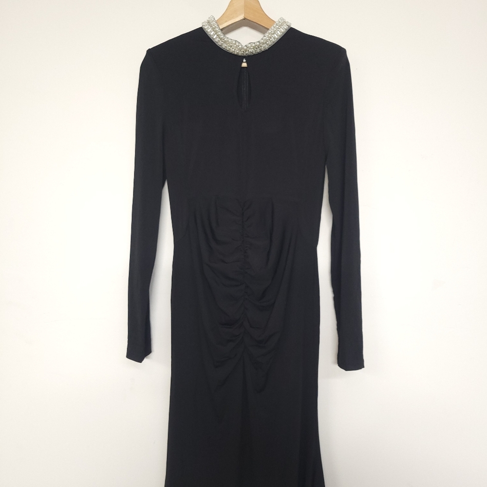 NOWT Catchall Christina Black Pearl Decorated LongSleeve Dress, Sz L - Picture 9 of 16